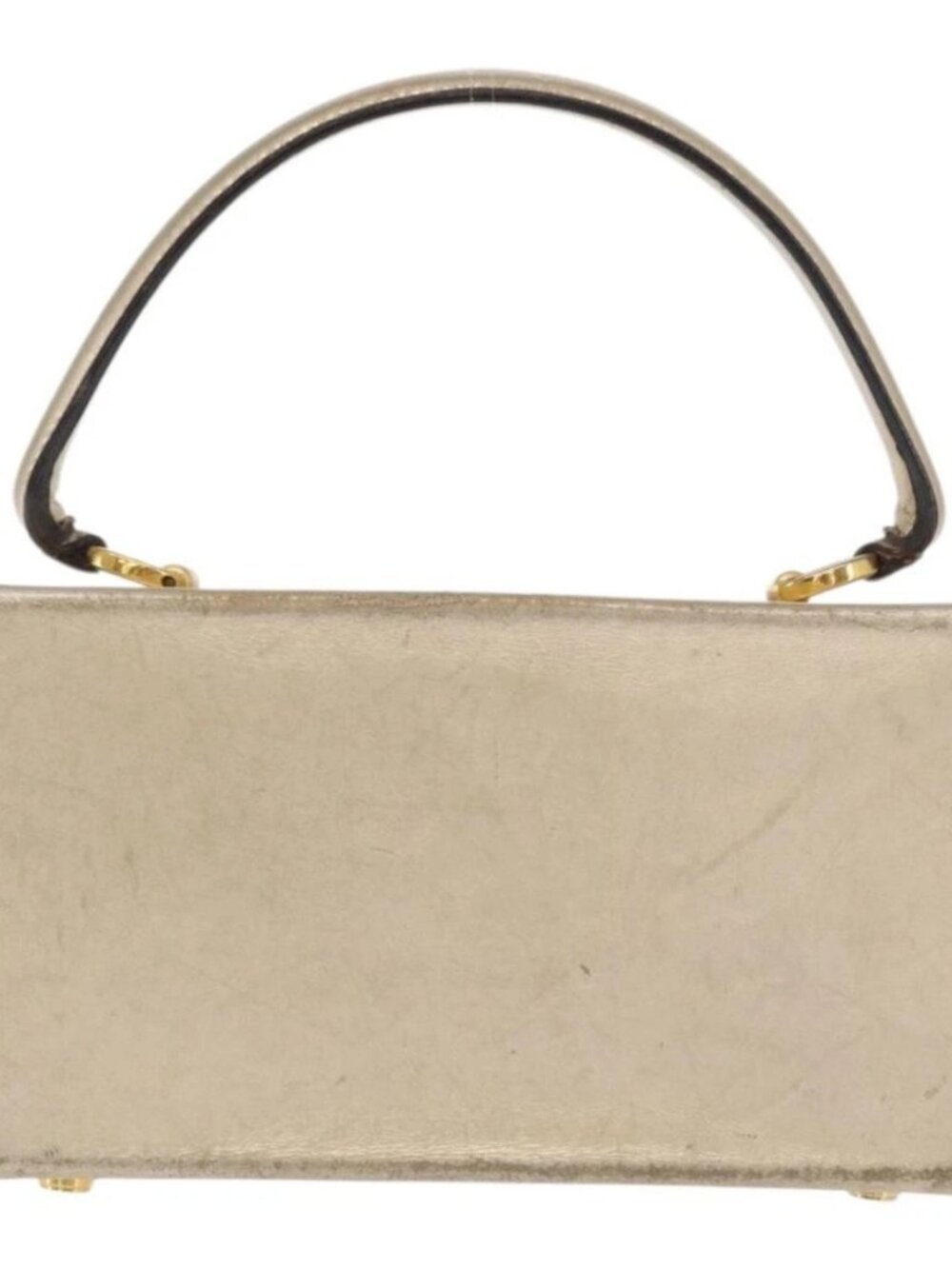 Salvatore Ferragamo Gancini Hand Bag Leather Gold Auth BA10111 - Picture 3 of 13